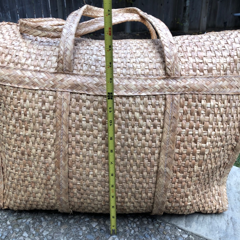 BOHO EMBROIDERED MEXICAN STAW TOTE BAG / Weekend/Picnic/Beach/Travel Bag - Picture 5 of 16